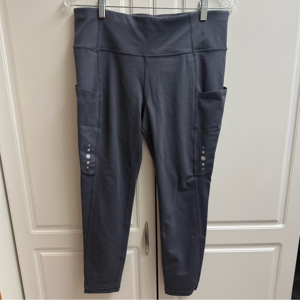 Xersion 7/8 Ankle Leggings Large Gray Side Pocket Anti Odor